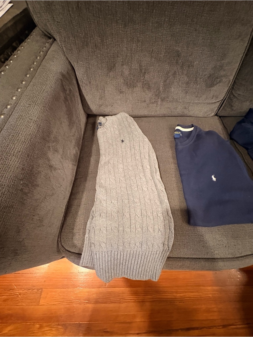 Polo by Ralph Lauren Light Gray Cable Knit Crewneck Sweater